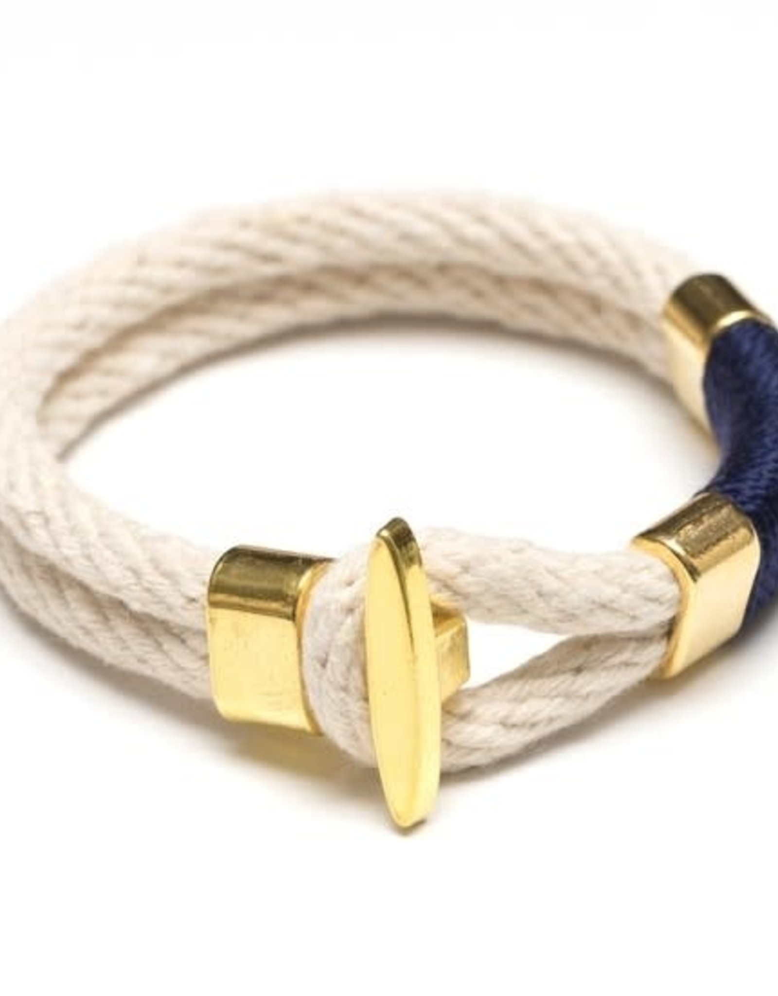 Allison Cole Jewelry Cambridge Bracelet - Ivory/Navy/Gold XS