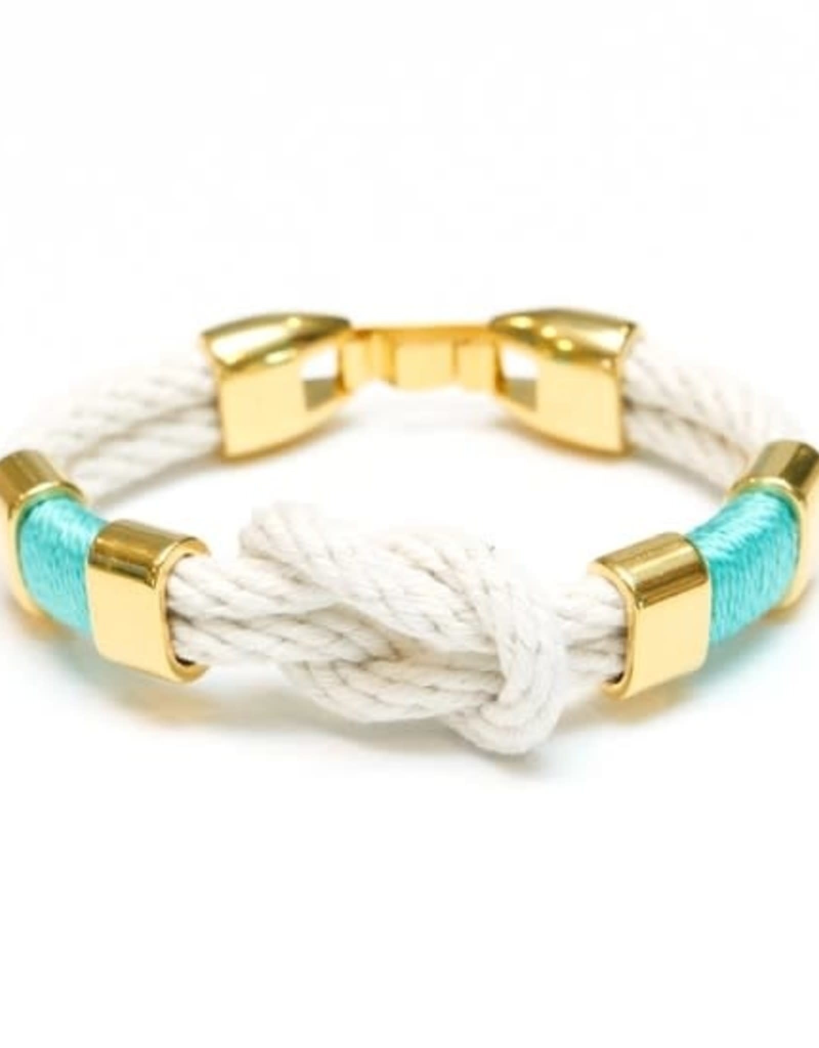 Allison Cole Jewelry Starboard Bracelet - Ivory/Turquoise/Gold XS