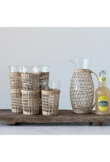 Creative Co-Op Glass With Seagrass-Set of 4