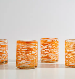 Verve Culture Handblown Glass-Orange Set of 4