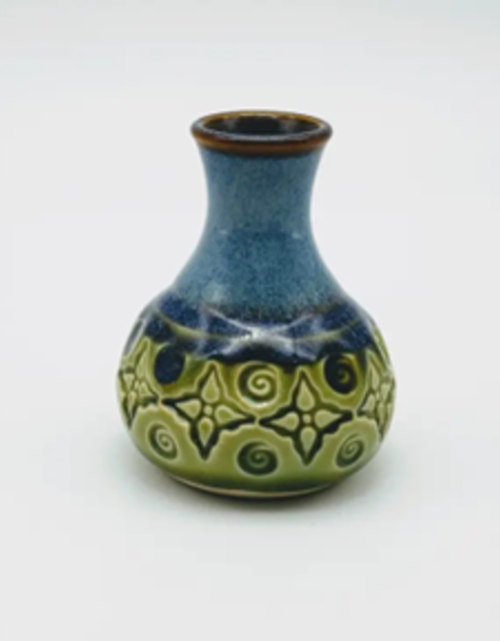 Plays in Mud Pottery Amphora Bud Vase Full Pattern-Green