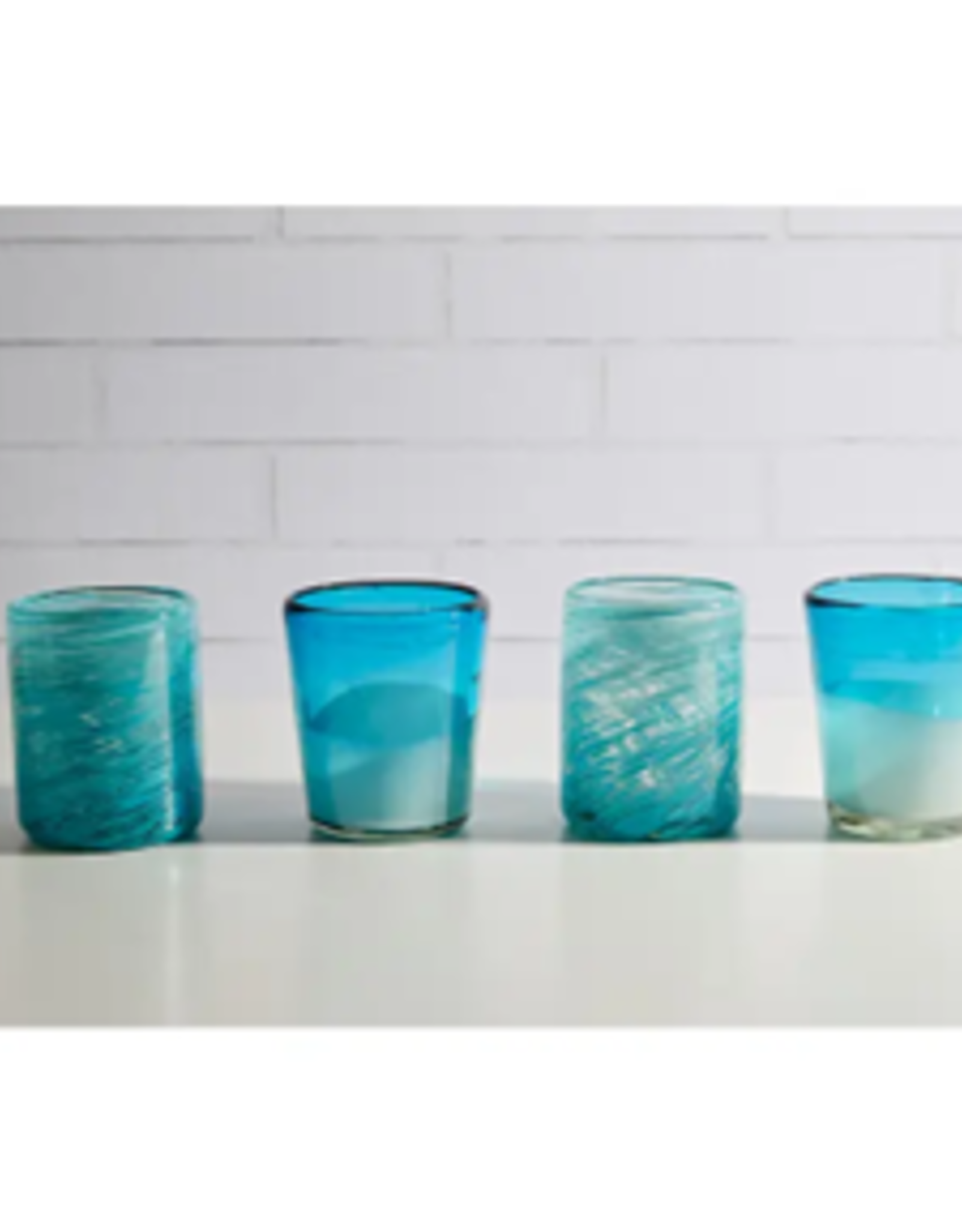Verve Culture Handblown Glass-Aqua Set of 4
