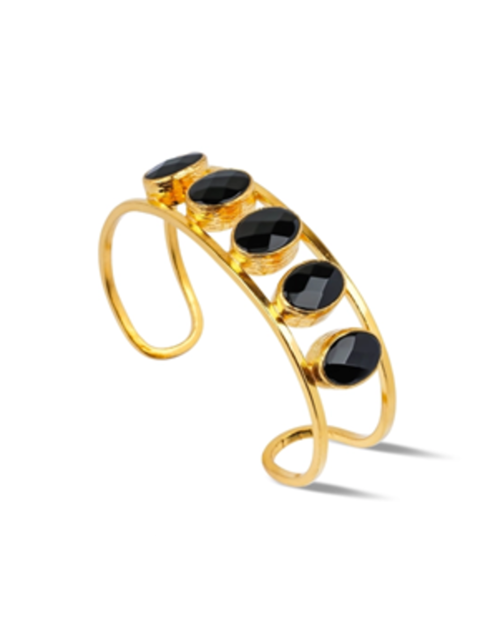 Chakarr Jewelry 5-Stone Bezel Cuff- Onyx