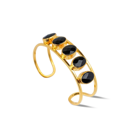 Chakarr Jewelry 5-Stone Bezel Cuff- Onyx