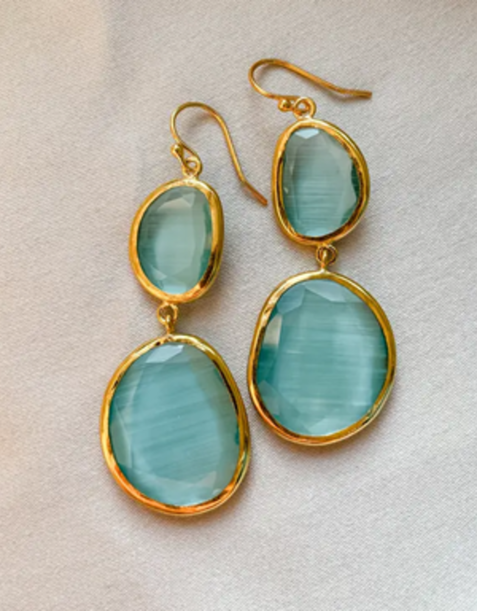 Chakarr Jewelry Two-Drop Earrings- Blue