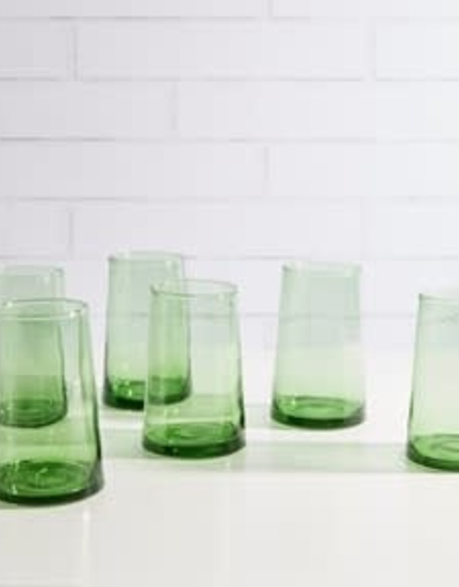 Verve Culture Moroccan Cone Glasses- Large Green-Set of 6