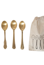 Creative Co-Op Engraved Brass Spoons, Set of 4