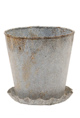 Creative Co-Op 5" H Metal Planter With Saucer