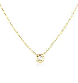 Alef Bet By Paula Solitaire .05 CT Diamond 14K Necklace