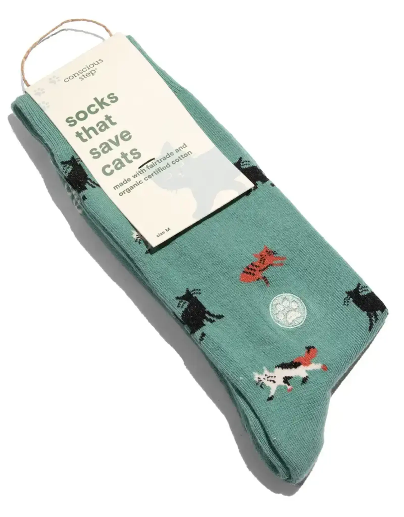 Conscious Step Socks That Save Cats Teal- Small