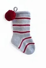 Melange Collection Mini Candy Stripe Stocking, Grey  7"
