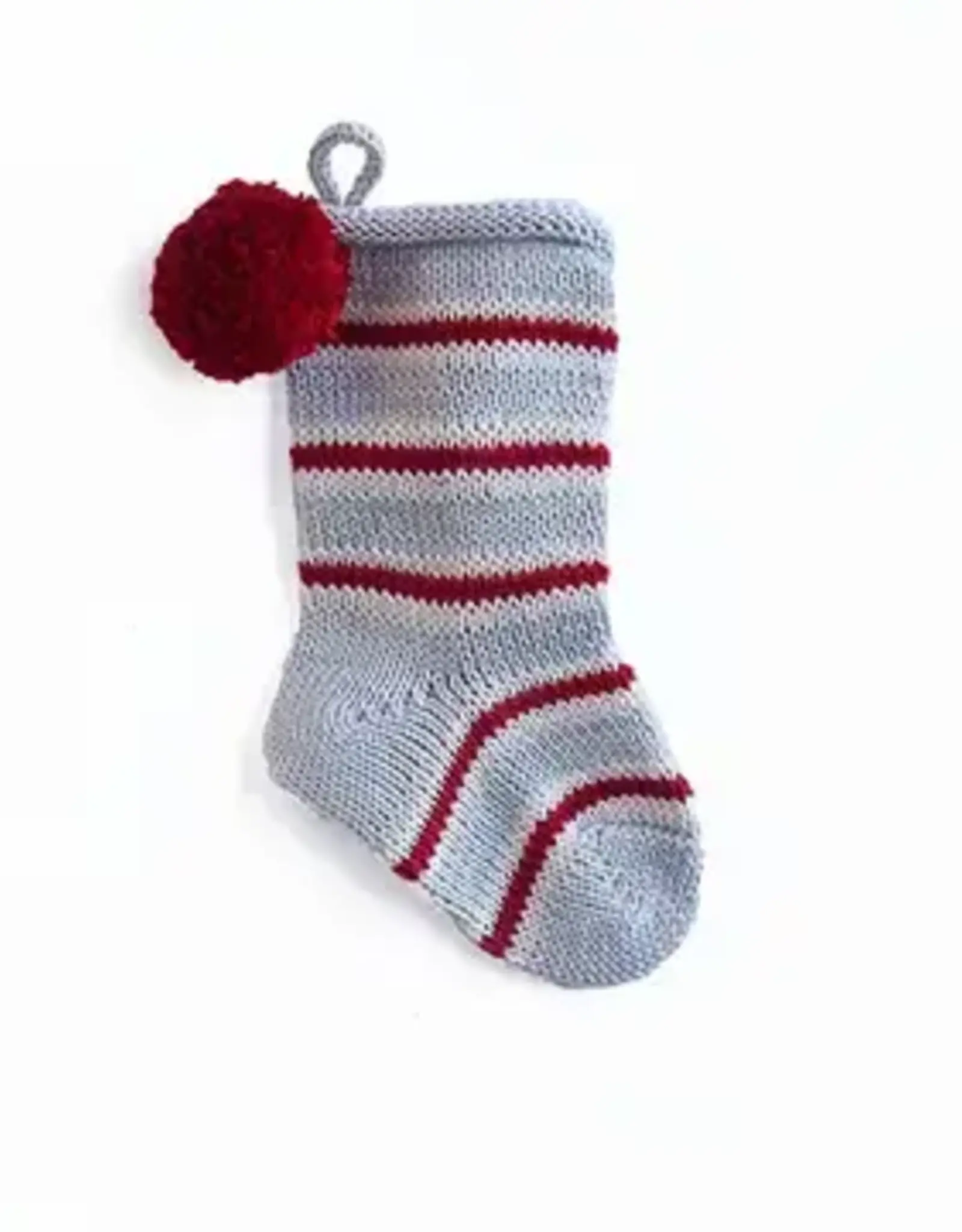 Melange Collection Mini Candy Stripe Stocking, Grey  7"