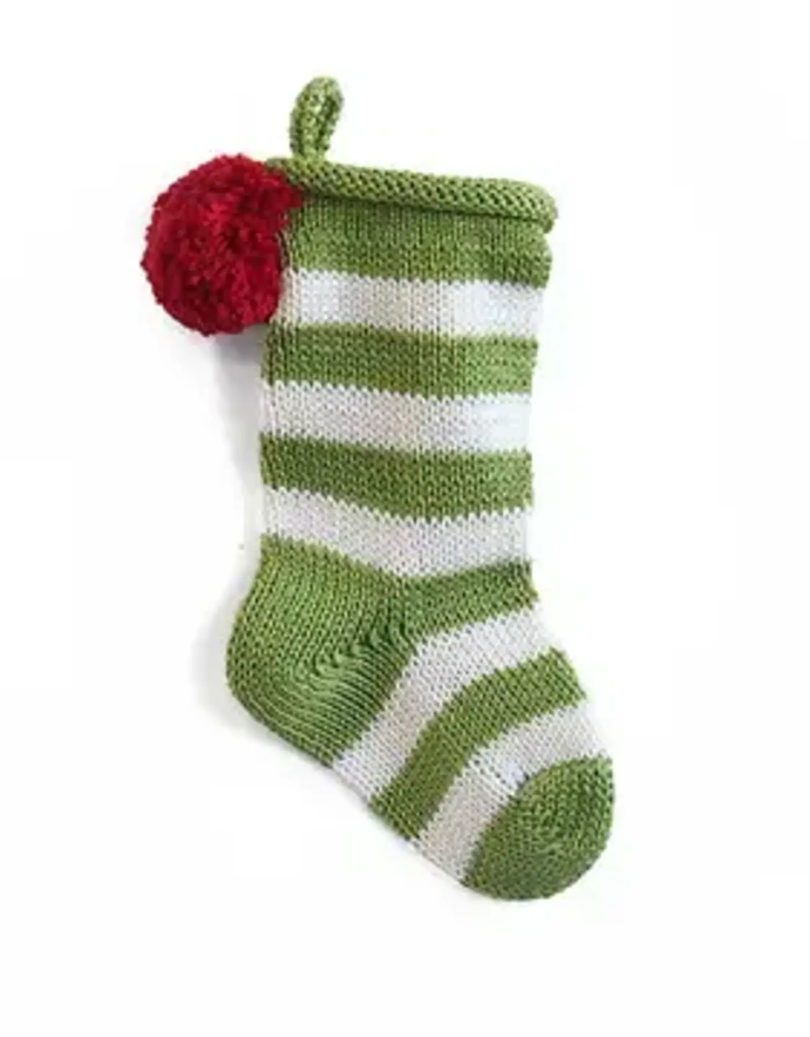 Melange Collection Mini Stripe Stocking, Green  7"
