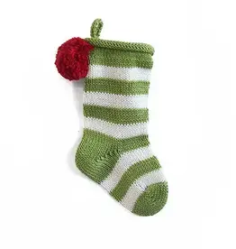 Melange Collection Mini Stripe Stocking, Green  7"