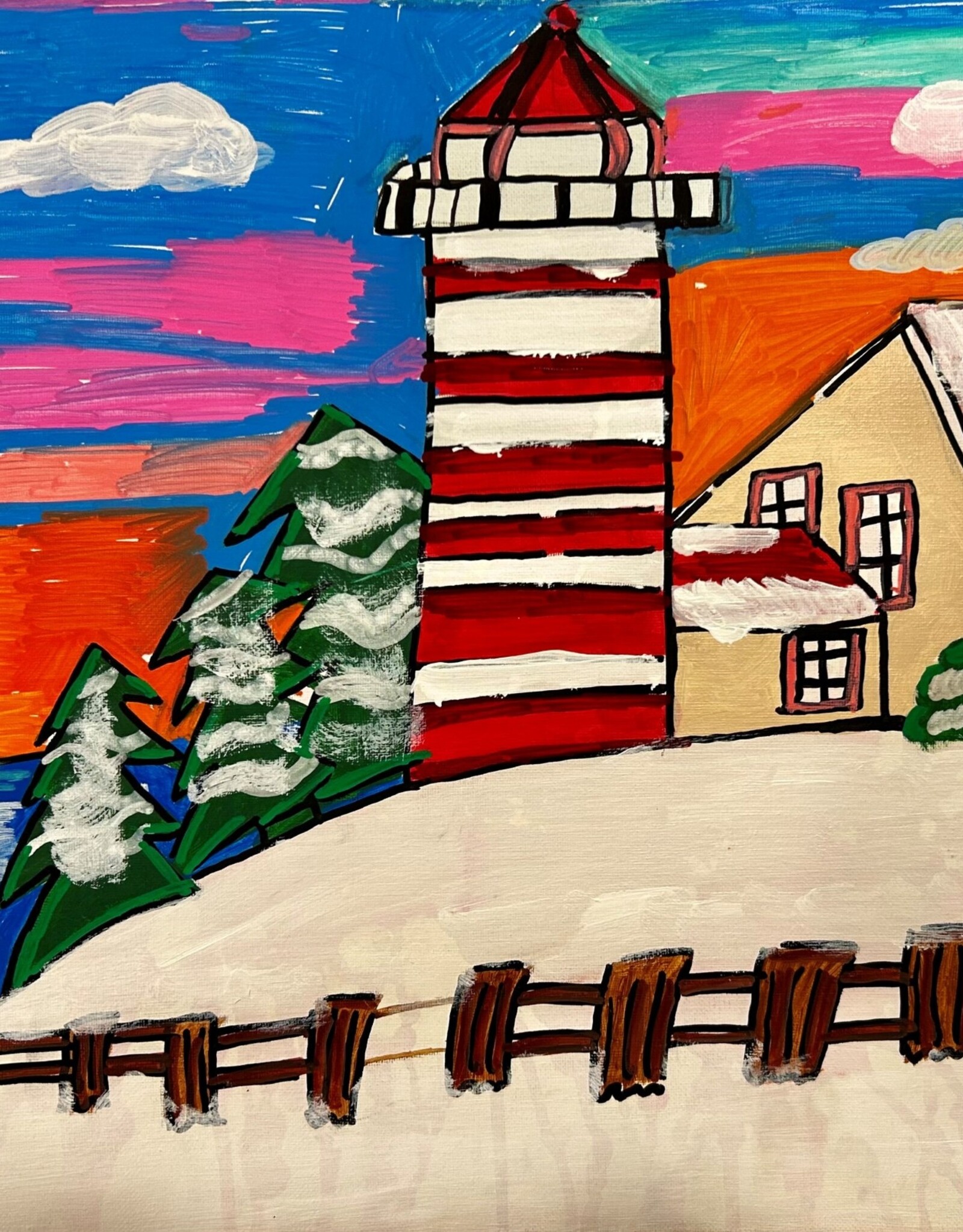 Create Winter Lighthouse Sunset by Amanda