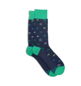 Conscious Step Socks That Give Water (Navy Umbrellas)- S
