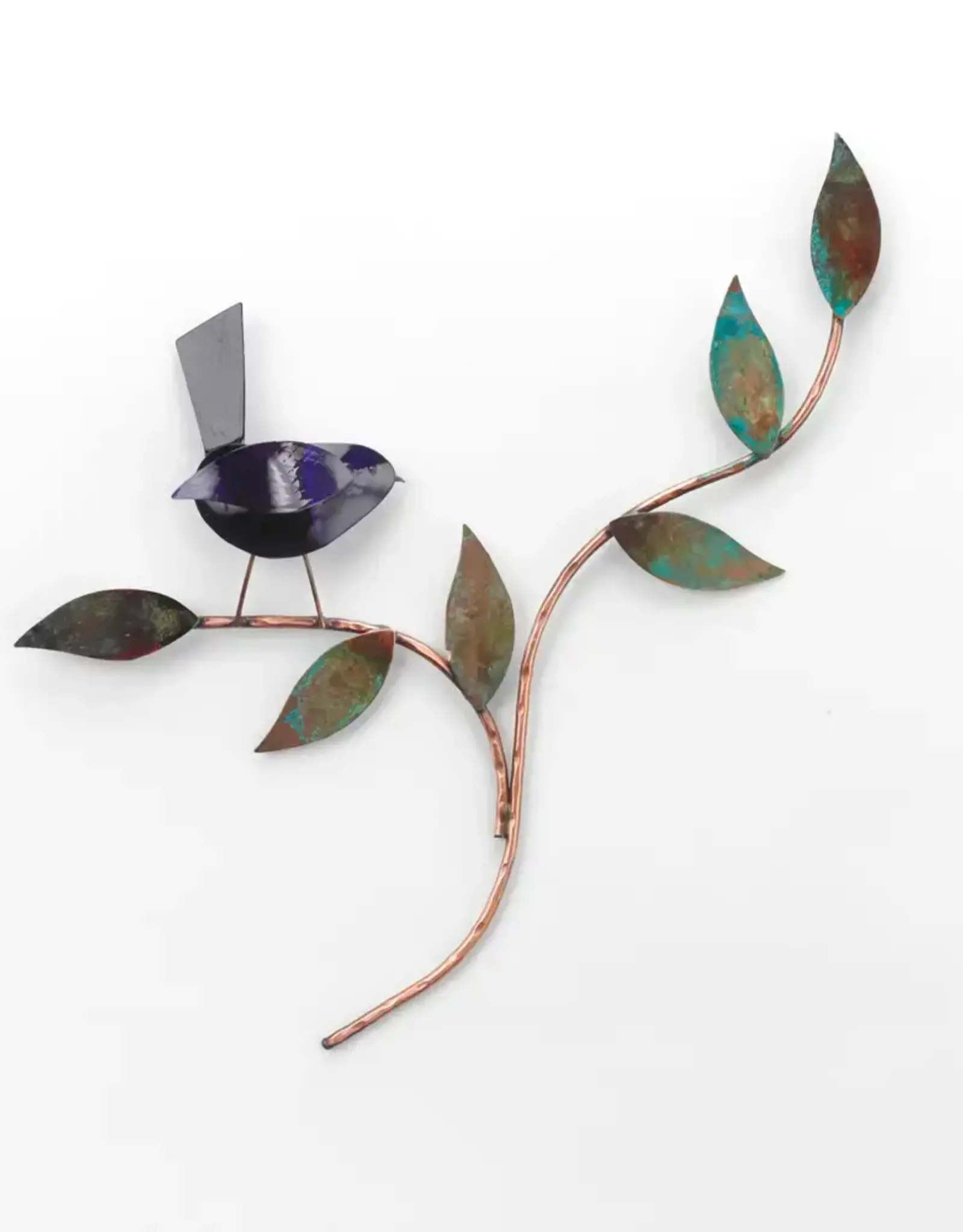 Haw Creek Forge Single Bird in Tree Wall Art - Blue