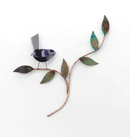 Haw Creek Forge Single Bird in Tree Wall Art - Blue