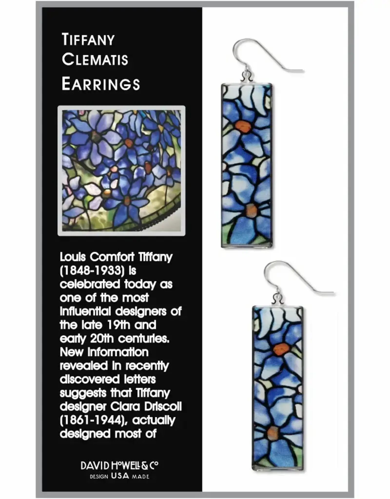 David Howell & Company Tiffany Clematis Rectangle Earring