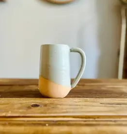 Hands On Ceramics Tall Round  Bottom Mug- Buff Mint