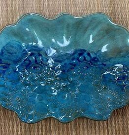 Clarkware Pottery Scalloped Oblong- Ocean