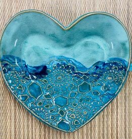 Clarkware Pottery Heart Tray- Ocean