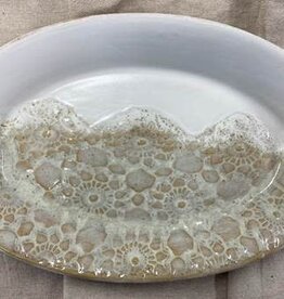 Clarkware Pottery Large Oval Serving Bowl- Neutrals