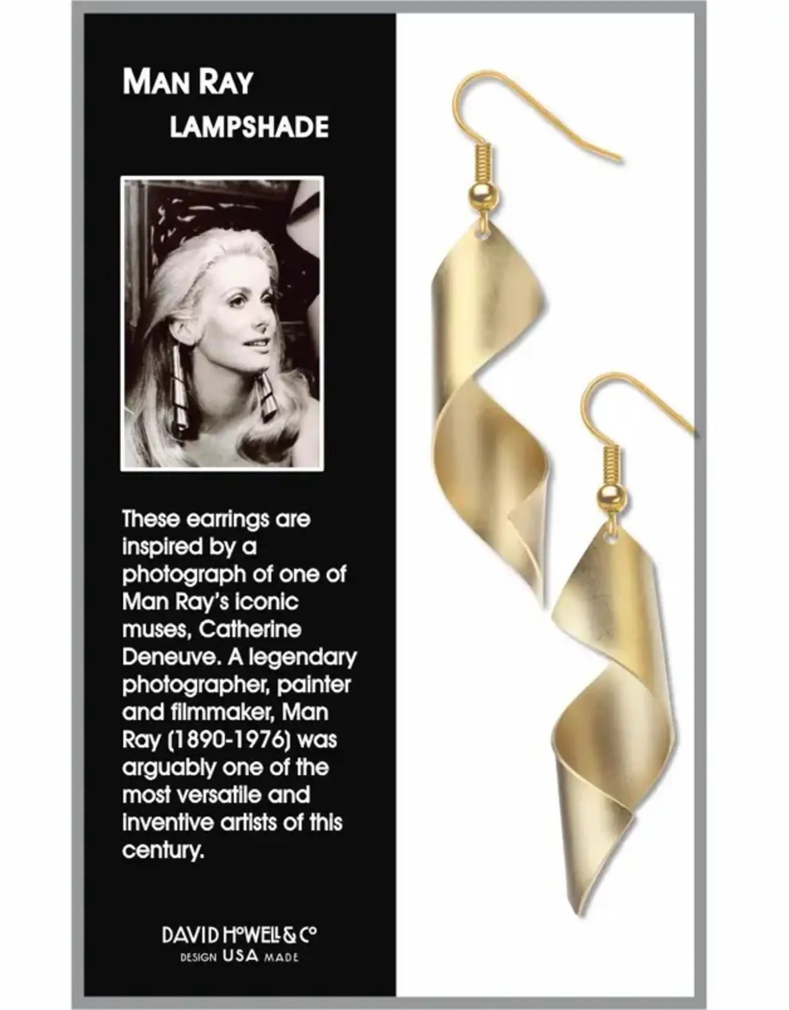 David Howell & Company Earrings - Gold Man Ray Lampshade