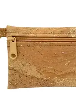 Natalie Therese Cork Zipper Pouch With Key Ring- Gold Splash