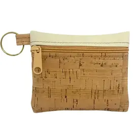 Natalie Therese Cork Zipper Pouch With Key Ring-  Faux Leather