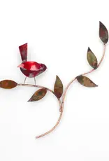 Haw Creek Forge Single Bird in Tree Wall Art - Red