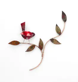 Haw Creek Forge Single Bird in Tree Wall Art - Red