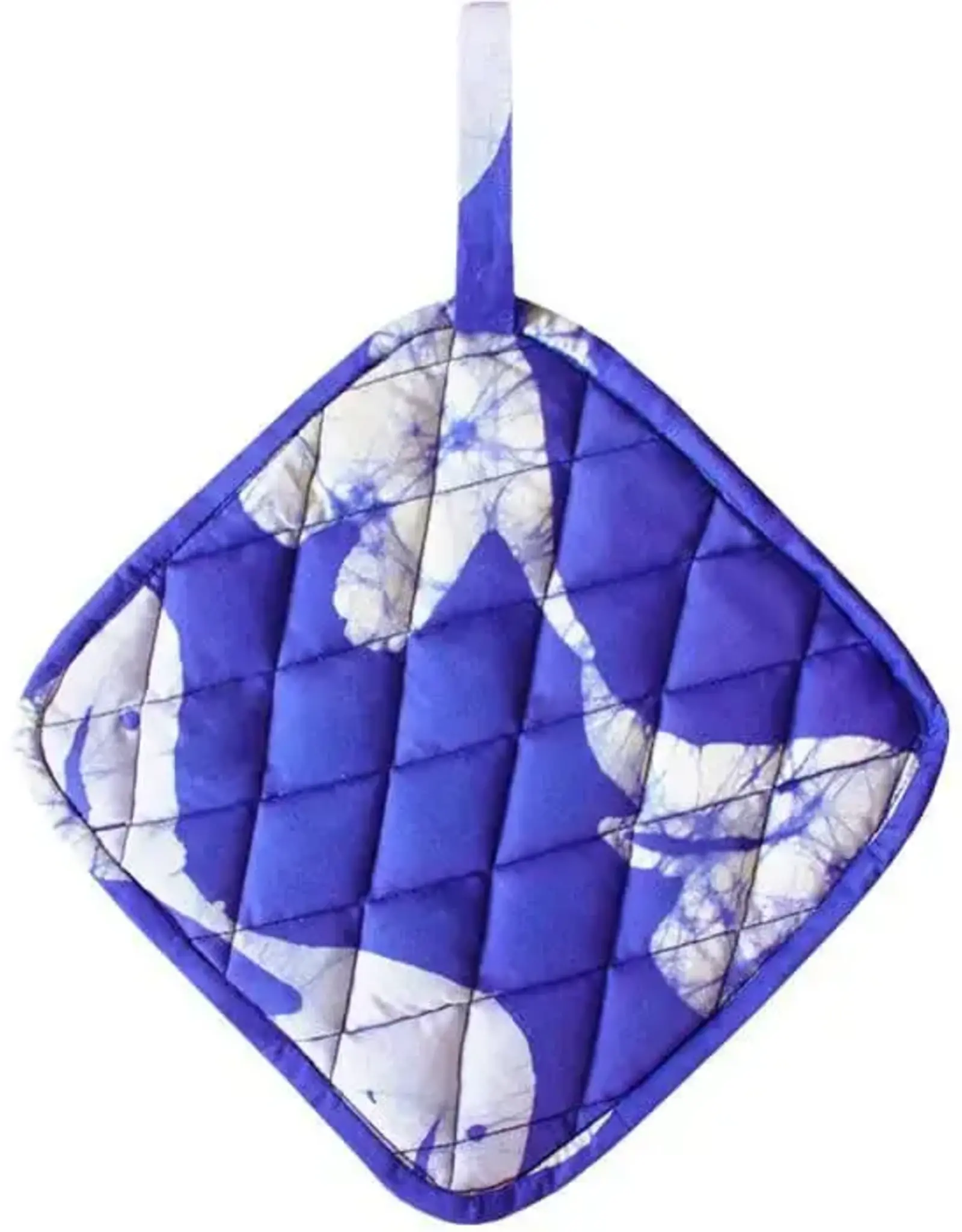 Global Mamas Pot Holder- Elephants Blue