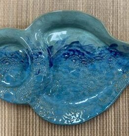 Clarkware Pottery Veggie & Dip Server Ocean