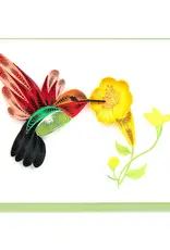 Quillin Cards Hummingbird & Flowers Quill Mini Card