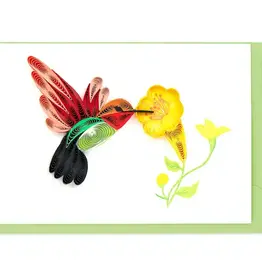 Quillin Cards Hummingbird & Flowers Quill Mini Card