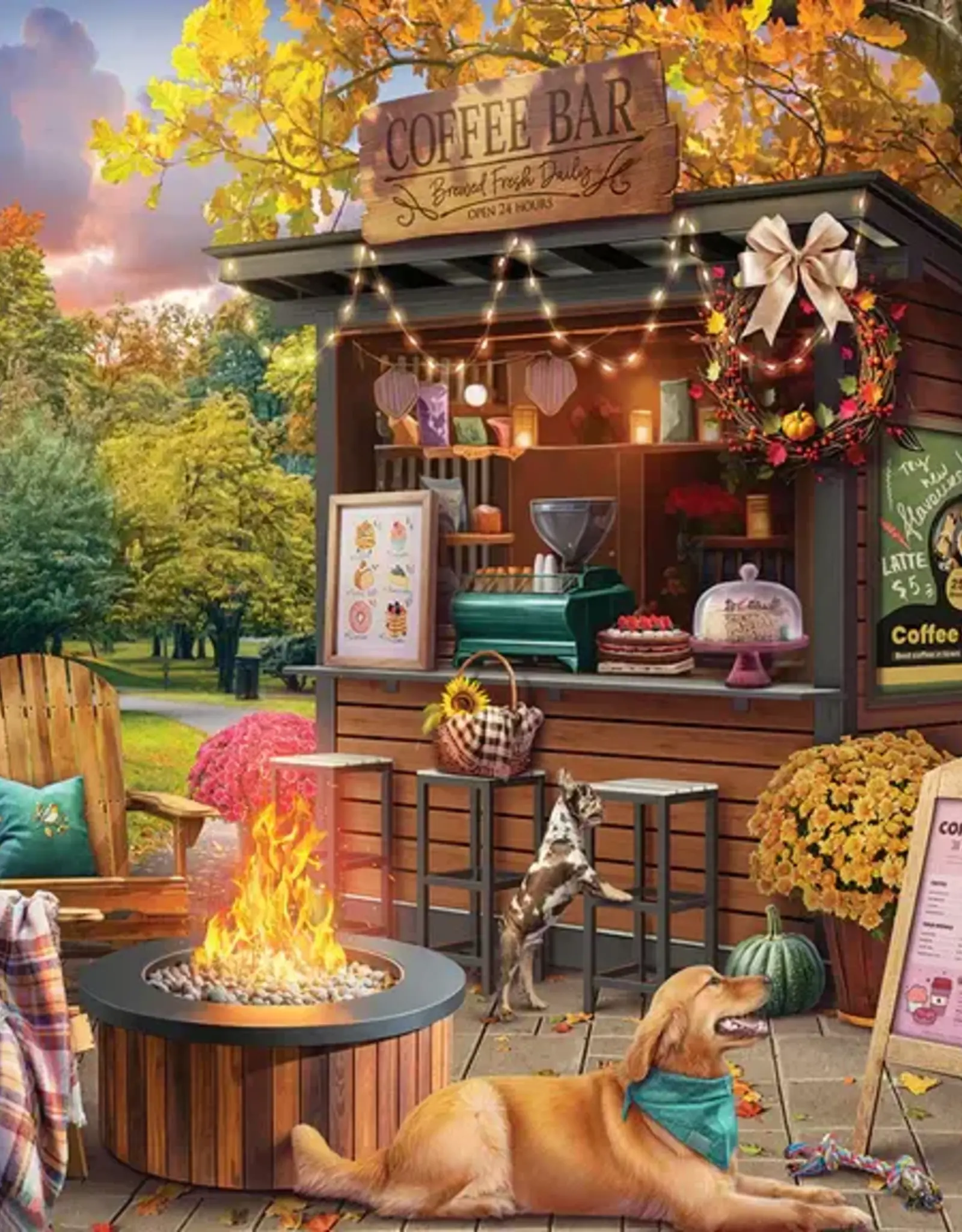 White Mountain Puzzles Parkside Coffee Retreat 1000 pc Puzzle