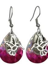 Eye Catching Jewelry Pink Iridescent Hummingbird Earrings  PKH46