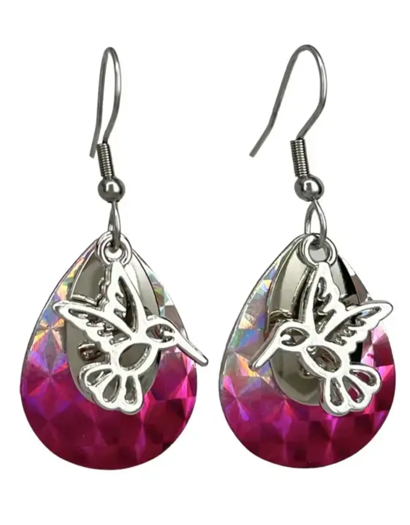 Eye Catching Jewelry Pink Iridescent Hummingbird Earrings  PKH46