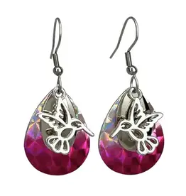 Eye Catching Jewelry Pink Iridescent Hummingbird Earrings  PKH46