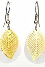 Eye Catching Jewelry White With Gold Tone Leaf Earrings  WS33