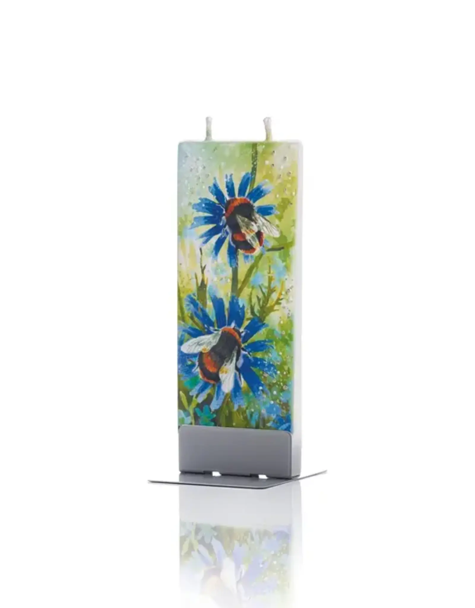 Flatyz Flat Handmade Candle- Bees on Blue Flowers