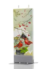 Flatyz Flat Handmade Candle- Cardinals on Snowy Bird House