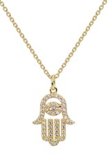 Kamaria Hamsa Hand Necklace With Crystals