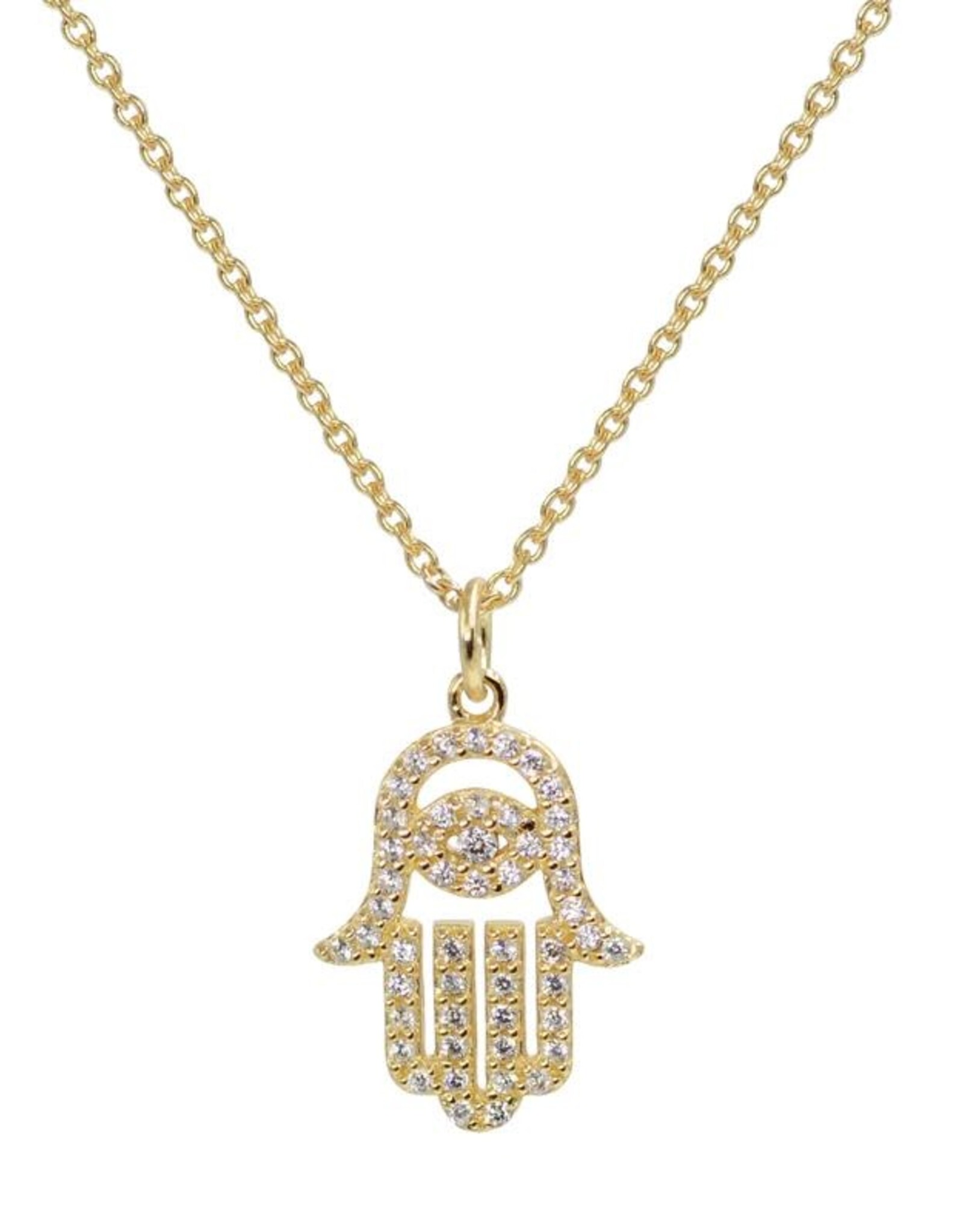 Kamaria Hamsa Hand Necklace With Crystals
