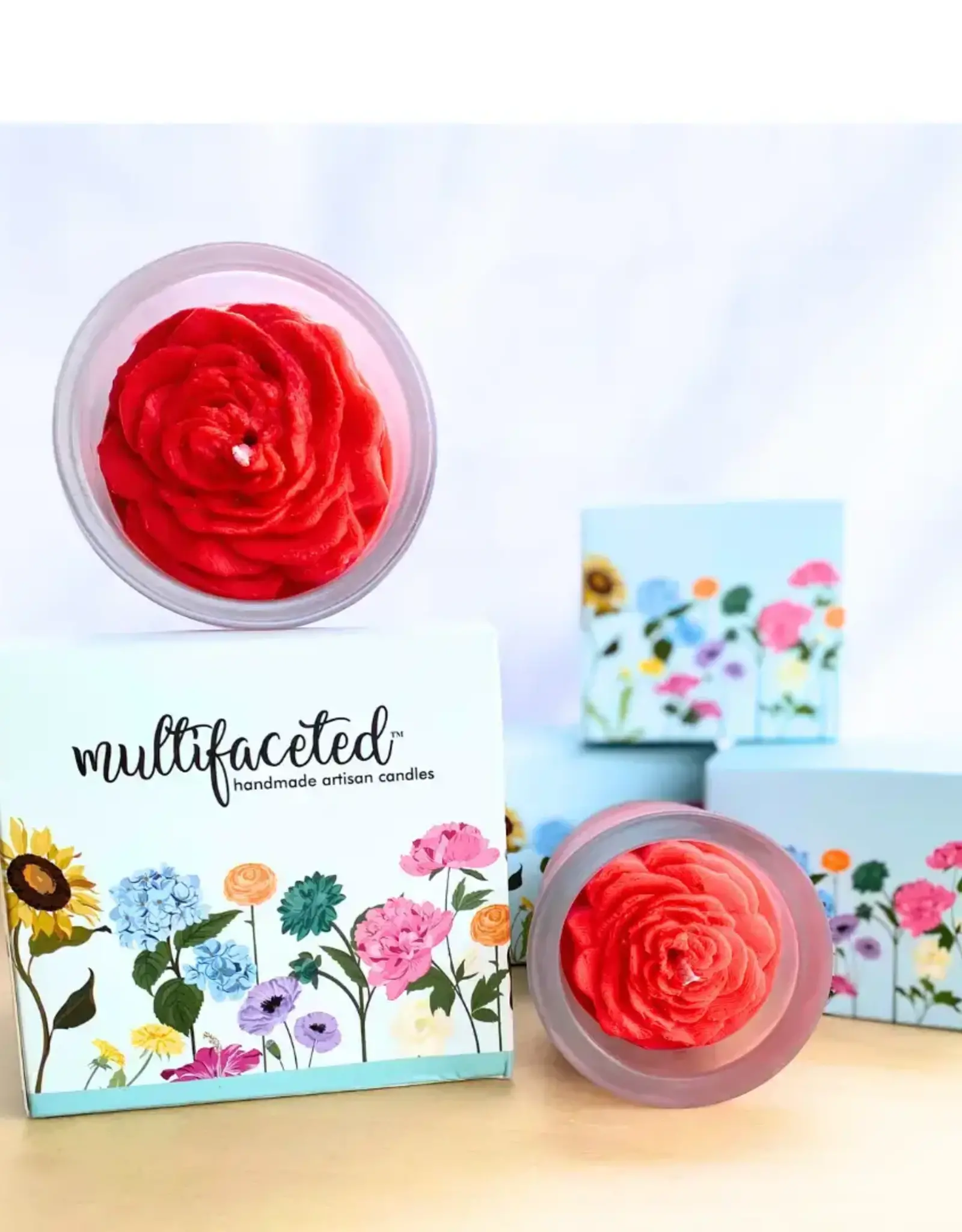 Multifaceted Flower Candle- Rose 2.5 oz