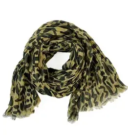 See Design Cotton Scarf 44 x 70- Black Khaki