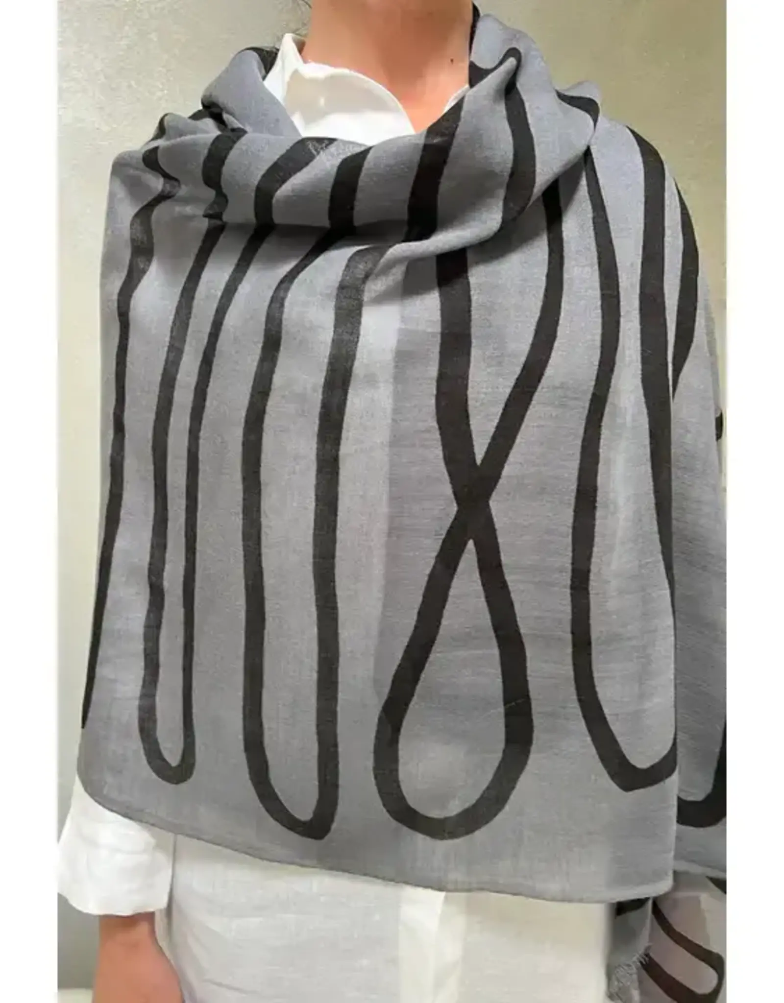 See Design Loopy Black Coal Wool Scarf 30 x 70