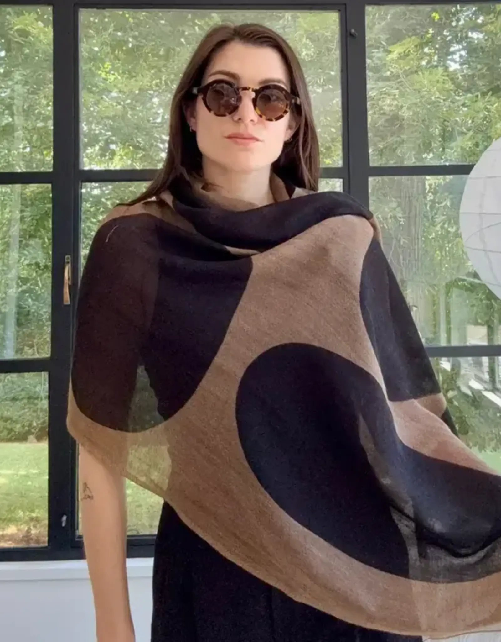 See Design Dream Black Chocolate Wool Scarf 30 x 70