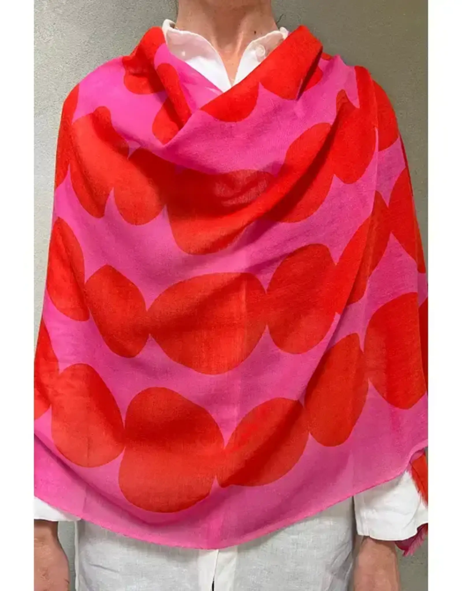 See Design Totem Pink Orange Wool  Scarf 30 x 70